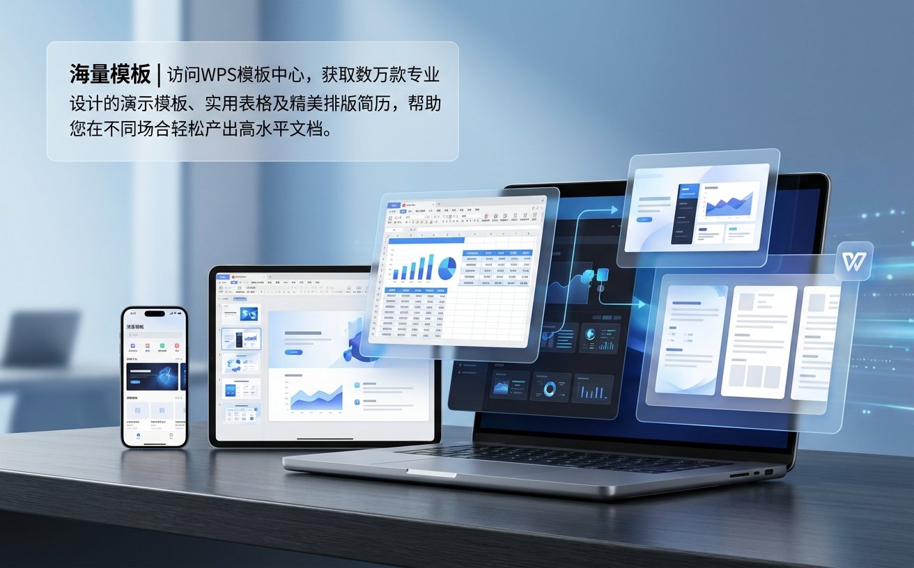 wps精美PPT演示模板与商业数据可视化图表